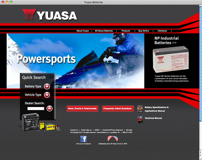 Yuasa Batteries home page